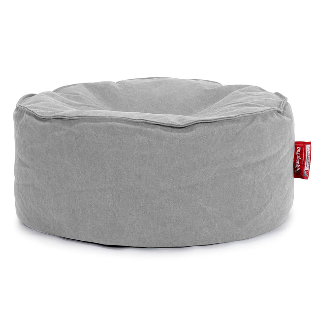Stor Rund Puff - Steinvasket Denim Tinn 01