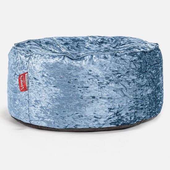 Stor Rund Puff - Vintage Fløyel Turkis 01