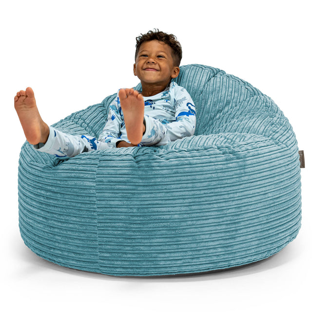 Stor Saccosekk Snuggle for Barn 3-8 år - Kordfløyel Turkis 01