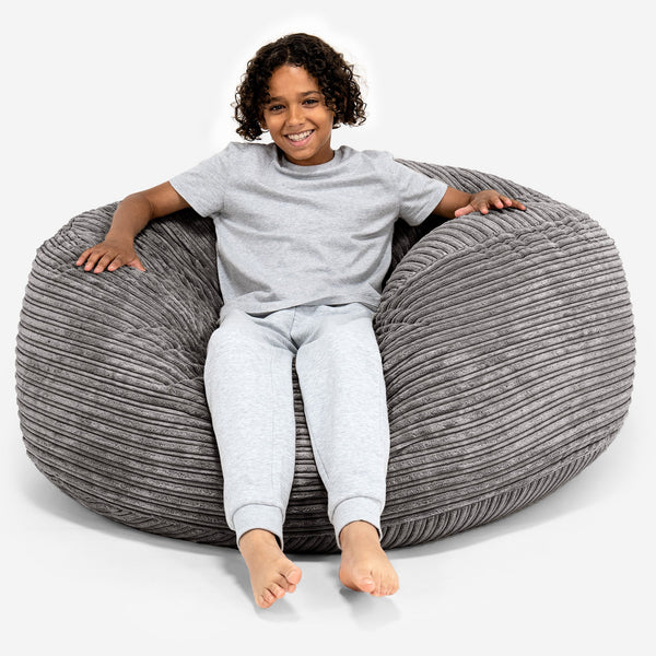 Ultra Komfortabel 'Super Størrelse Saccosekk for Barn 6-14 år - Kordfløyel Grafitt 01