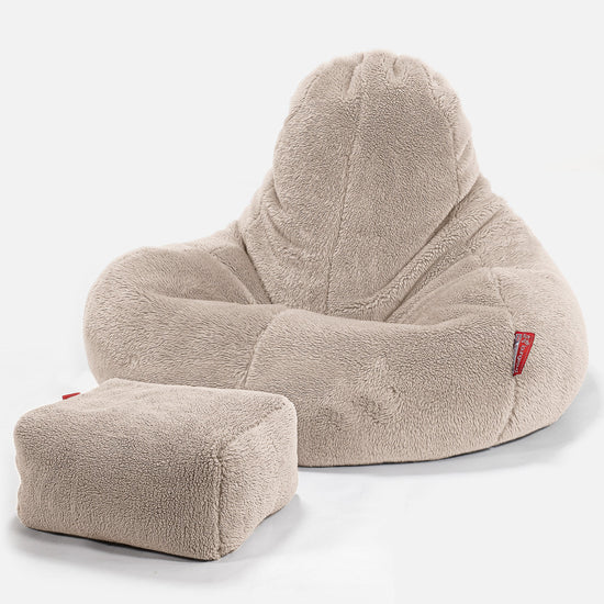 Ultra Lux Gaming Saccosekk-stol - Teddy-fuskepels Mink 02