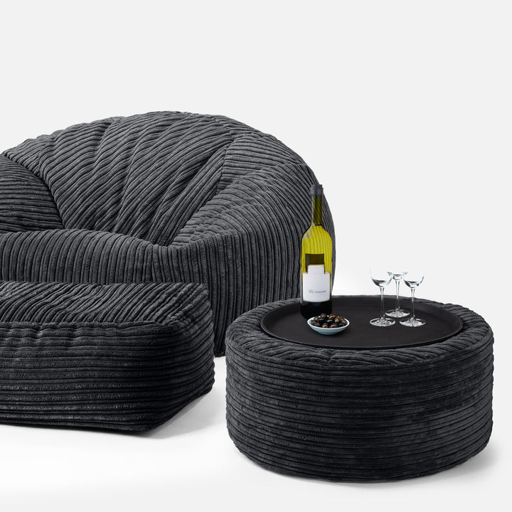 Klassisk Sakkosekk Sofa - Kordfløyel Svart 03