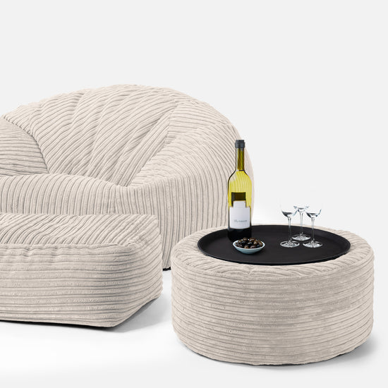 Klassisk Sakkosekk Sofa - Kordfløyel Elfenben 03