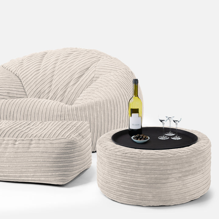 Klassisk Sakkosekk Sofa - Kordfløyel Elfenben 03
