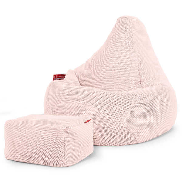 Hvilestol Saccosekk - Ellos Grovstrikket Babyrosa