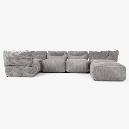 Modulsofa 5-seter med Sjeselong - Kordfløyel Grafitt 01