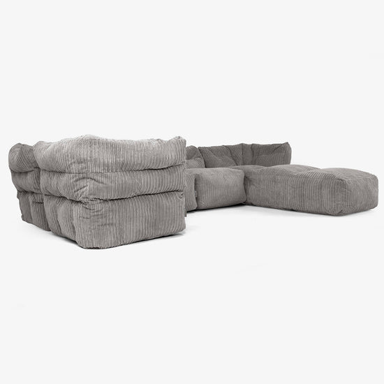 Modulsofa 5-seter med Sjeselong - Kordfløyel Grafitt 02
