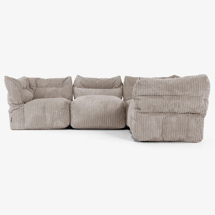 Modulsofa Hjørnesofa 4-seter - Kordfløyel Duegrå 02