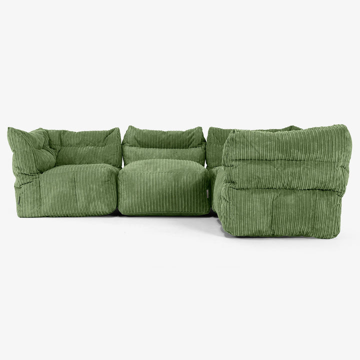 Modulsofa Hjørnesofa 4-seter - Kordfløyel Skoggrønn 02