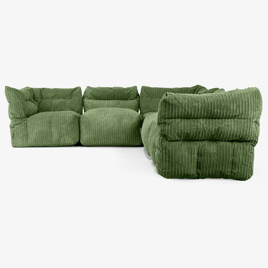 Modulsofa Hjørnesofa 5-seter - Kordfløyel Skoggrønn 02
