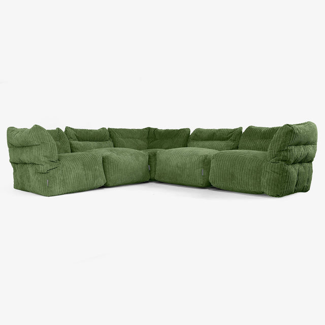 Modulsofa Hjørnesofa 5-seter - Kordfløyel Skoggrønn 01