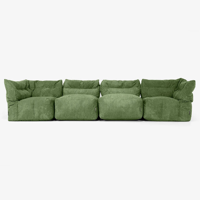 Modulsofa 4-seter - Kordfløyel Skoggrønn 01
