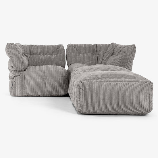 Modulsofa 2-seter med Sjeselong - Kordfløyel Grafitt 01