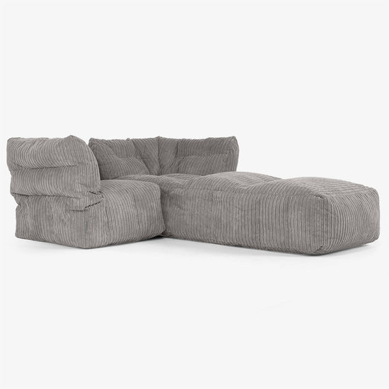 Modulsofa 2-seter med Sjeselong - Kordfløyel Grafitt 02