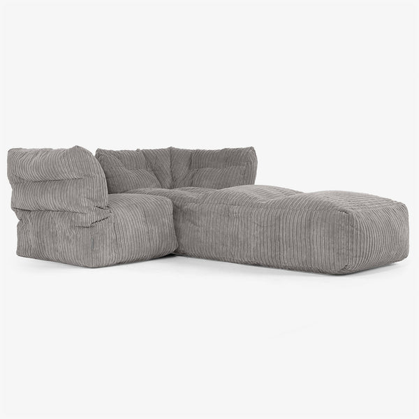 Modulsofa 2-seter med Sjeselong - Kordfløyel Grafitt 01