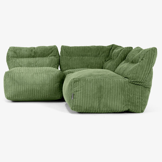 Modulsofa 3-seter uten Armlener - Kordfløyel Skoggrønn 02
