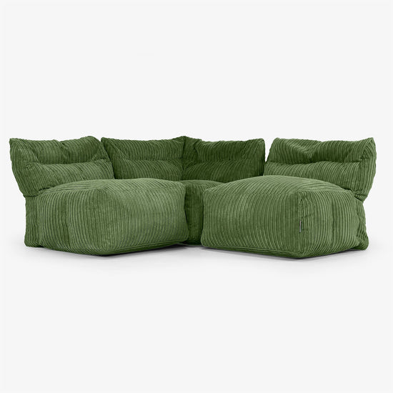 Modulsofa 3-seter uten Armlener - Kordfløyel Skoggrønn 01
