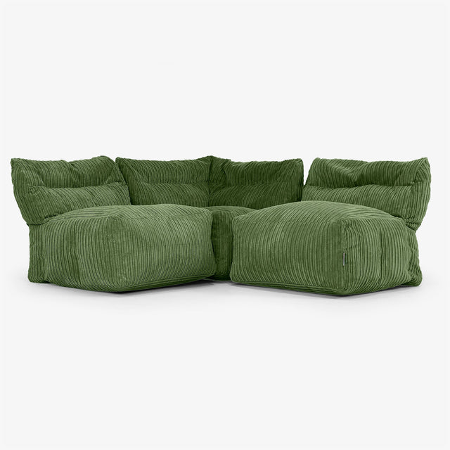 Modulsofa 3-seter uten Armlener - Kordfløyel Skoggrønn 01