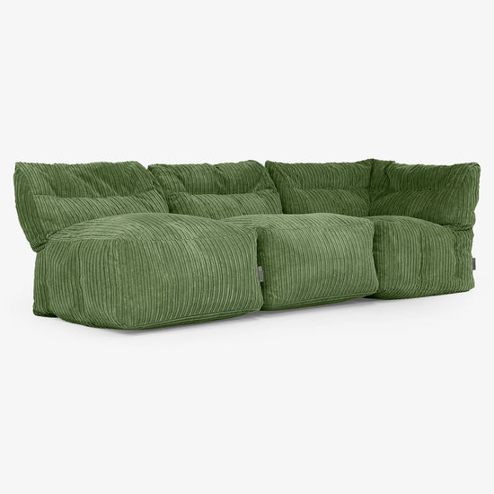 Modulsofa 3-seter uten Armlener - Kordfløyel Skoggrønn 03