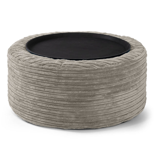 Ottoman Puff med Serveringsbrett - Kordfløyel Mink 01