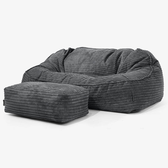 Sloucher Oversized Sakkosekk Sofa - Kordfløyel Svart 02