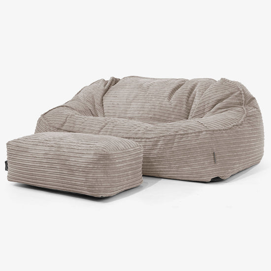 Sloucher Oversized Sakkosekk Sofa - Kordfløyel Duegrå 02