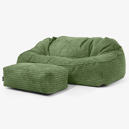 Sloucher Oversized Sakkosekk Sofa - Kordfløyel Skoggrønn 02