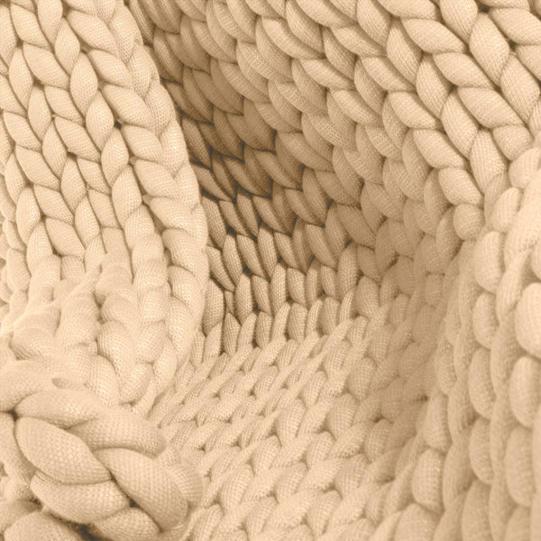 Vektpledd for Voksne - Grovstrikket Elfenben Fabric Close-up Image