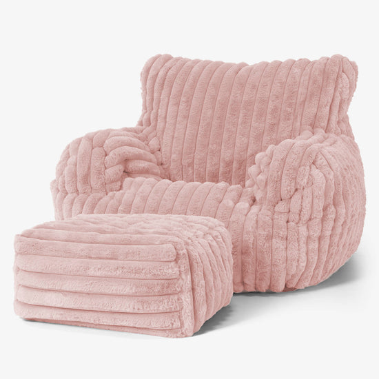 Josephine Saccosekk Lenestol - Ultrabehagelig Kord Støvete Rosa 01