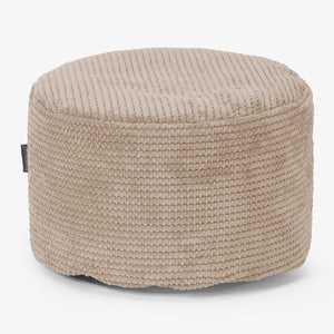 Liten Rund Fotskammel - Pom-pom Elfenben