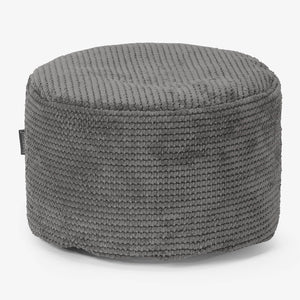 Liten Rund Fotskammel - Pom-pom Koksgrå