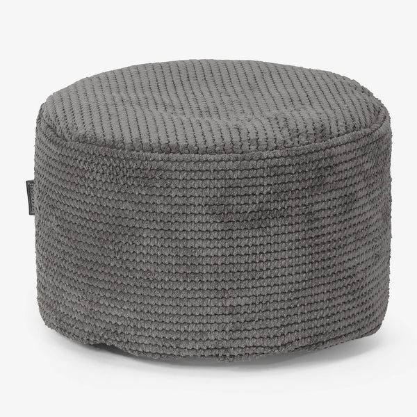Liten Rund Fotskammel - Pom-pom Koksgrå 01