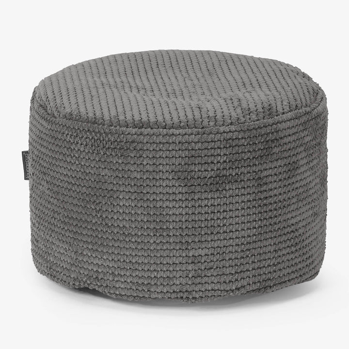 Liten Rund Fotskammel - Pom-pom Koksgrå 01
