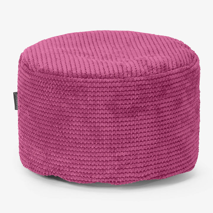 Liten Rund Fotskammel - Pom-pom Rosa 01