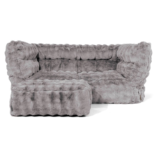Louis 2-seter Saccosekk Sofa - Falsk Pels Boble Grå 02