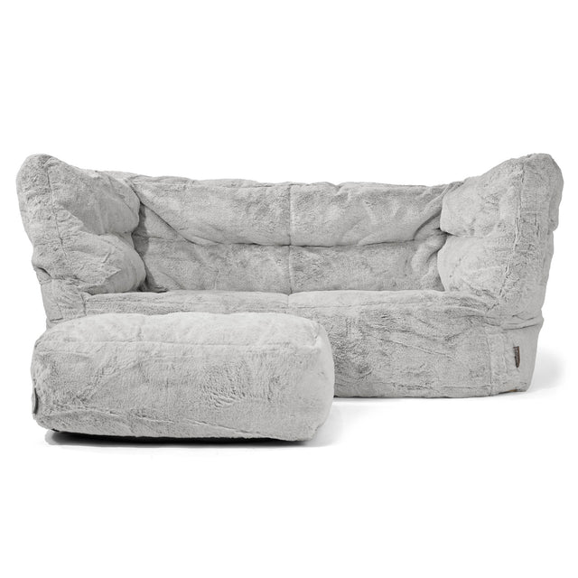 Louis 2-seter Saccosekk Sofa - Kanin-fuskepels Lysegrå 02