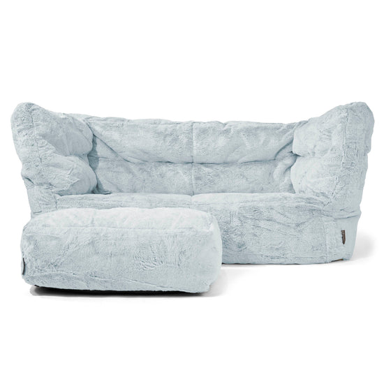 Louis 2-seter Saccosekk Sofa - Kanin-fuskepels Støvete Blå 02