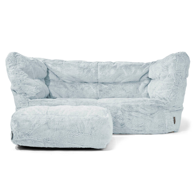 Louis 2-seter Saccosekk Sofa - Kanin-fuskepels Støvete Blå 02