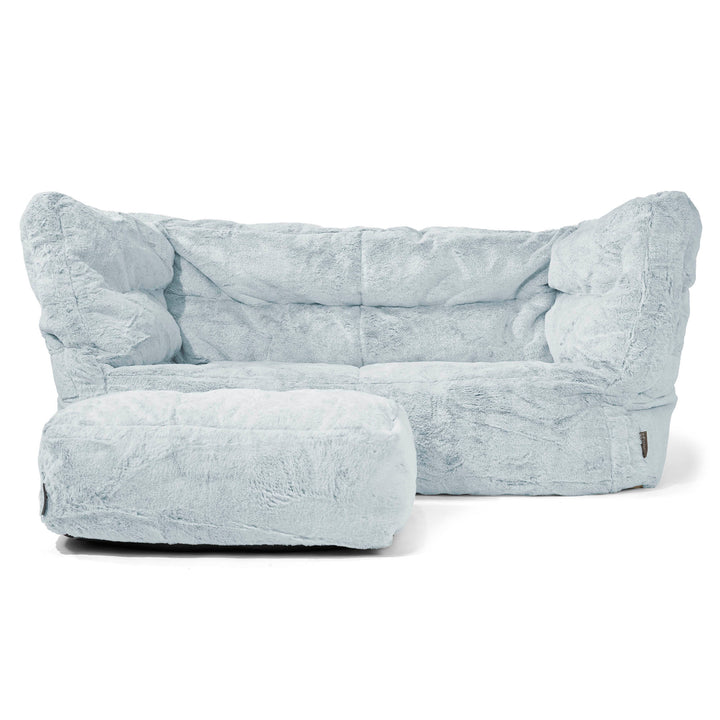 Louis 2-seter Saccosekk Sofa - Kanin-fuskepels Støvete Blå 02