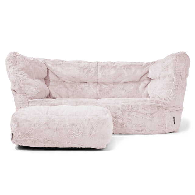 Louis 2-seter Saccosekk Sofa - Kanin-fuskepels Støvete Rosa 02