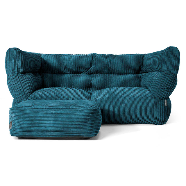 Louis 2-seter Saccosekk Sofa - Kordfløyel Mørketurkis 02