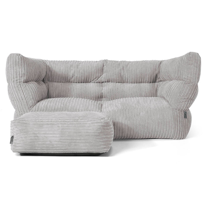 Louis 2-seter Saccosekk Sofa - Kordfløyel Sølvgrå 02