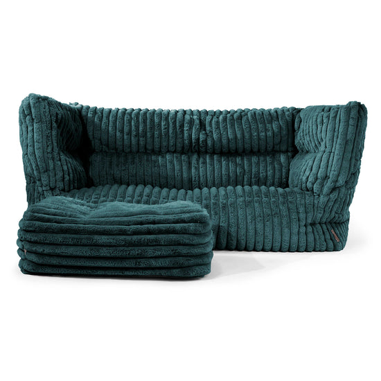 Louis 2-seter Saccosekk Sofa - Ultrabehagelig Kord Mørketurkis 02