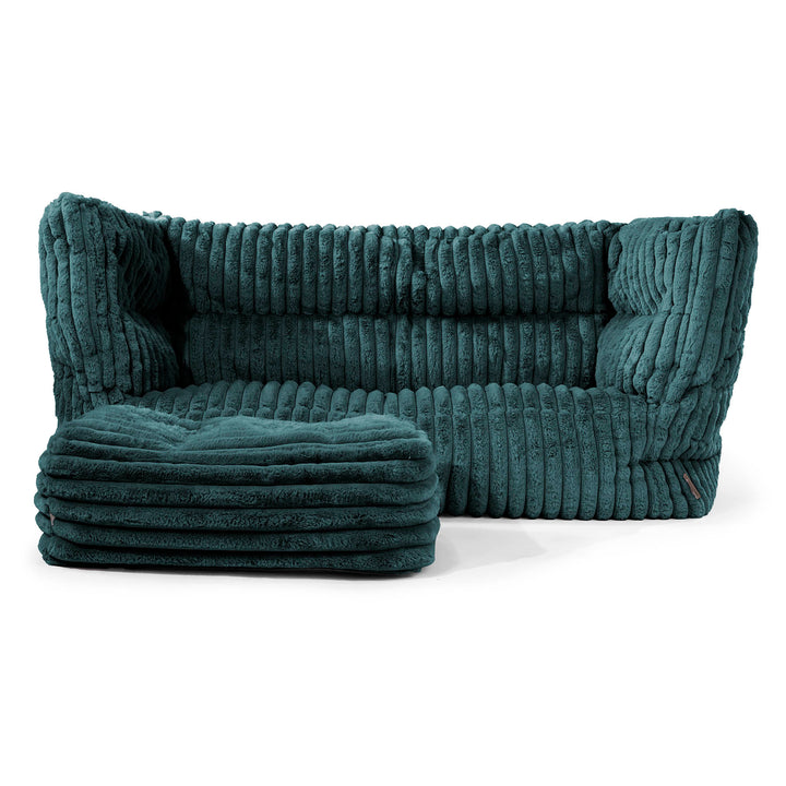 Louis 2-seter Saccosekk Sofa - Ultrabehagelig Kord Mørketurkis 02