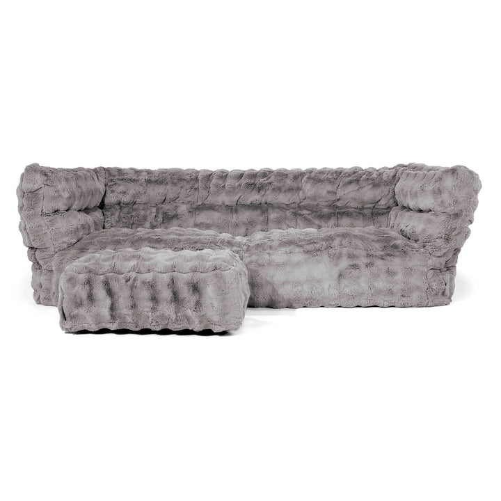 Louis 3-seter Saccosekk Sofa - Falsk Pels Boble Grå 02