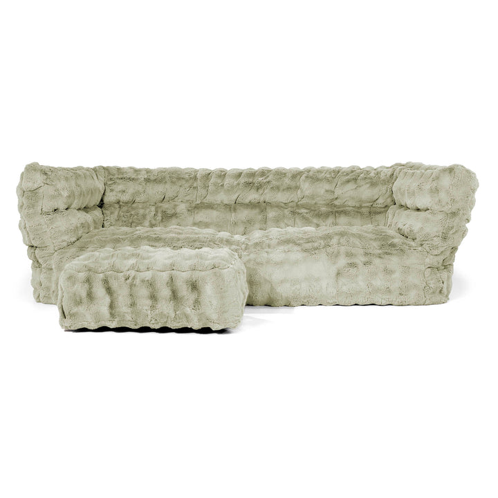 Louis 3-seter Saccosekk Sofa - Falsk Pels Boble Salviegrønn 02