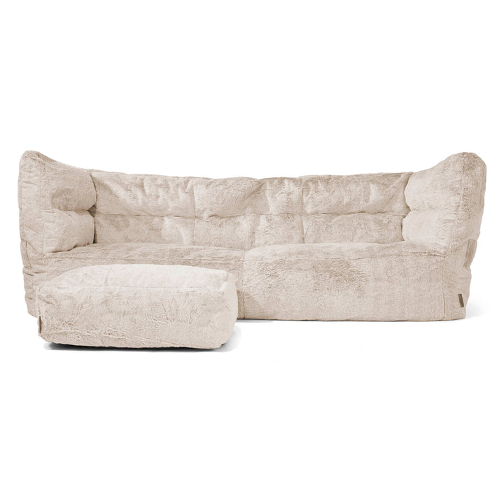 Louis 3-seter Saccosekk Sofa - Kanin-fuskepels Gyllenbrun 02
