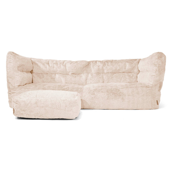 Louis 3-seter Saccosekk Sofa - Kanin-fuskepels Hvit 02