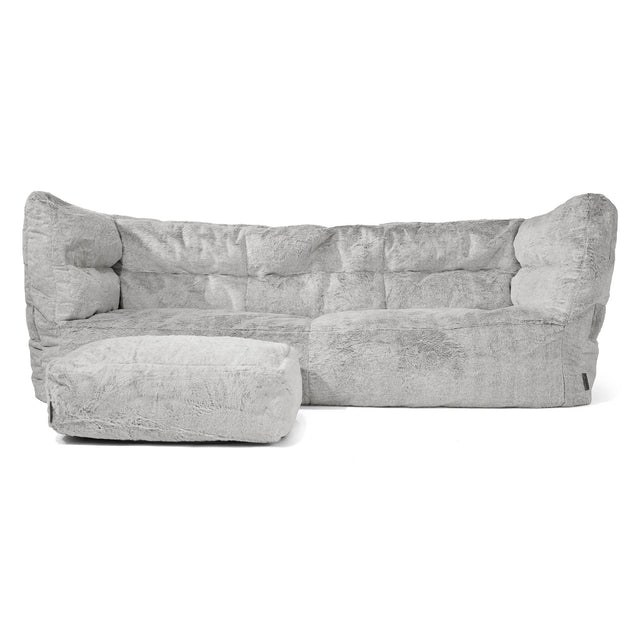 Louis 3-seter Saccosekk Sofa - Kanin-fuskepels Lysegrå 02