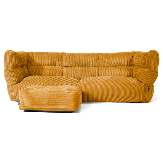 Louis 3-seter Saccosekk Sofa - Kordfløyel Gylden Honning 02